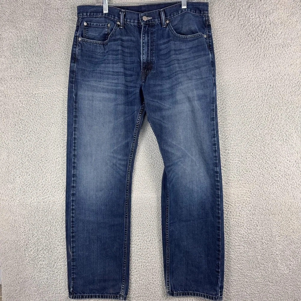 Levis 505 Jeans Mens 36 Blue Denim Straight‎ Leg Medium Wash Classic Work 36x31